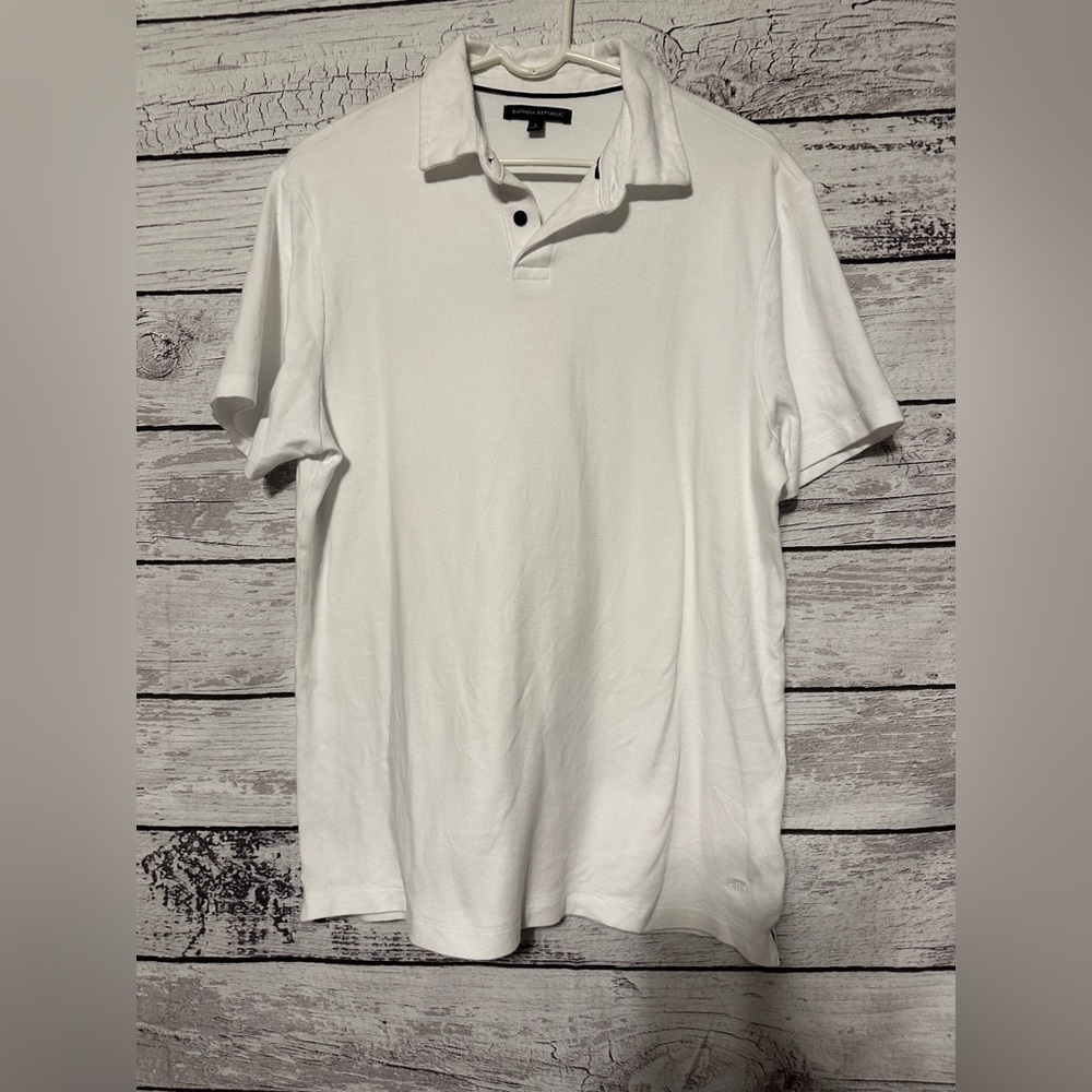 Banana Republic White Cotton Polo Shirt Men’s Size Large